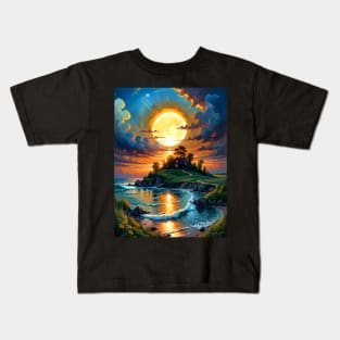 Sunset at seaside home Kids T-Shirt